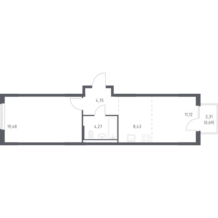 Apartment Sale, 48.74 sq. m. at Mytishchi Park, Silikatnaya ulitsa, 41к3, Mytischi, Moscow Region, Russia #1