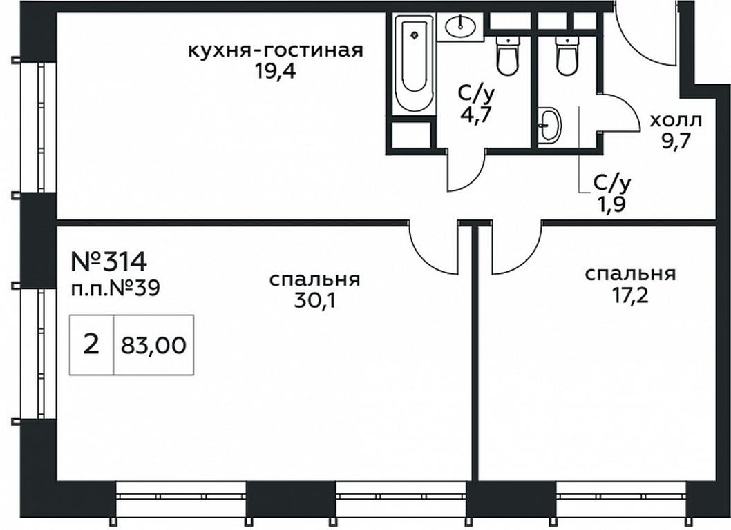 2-BD Apartment Sale, 83 sq. m. at Stremyannyj 2, Stremyanniy Lane, 2, Moscow, Russia #1 2-BD Apartment Sale, 83 sq. m. at Stremyannyj 2, Stremyanniy Lane, 2, Moscow, Russia #1