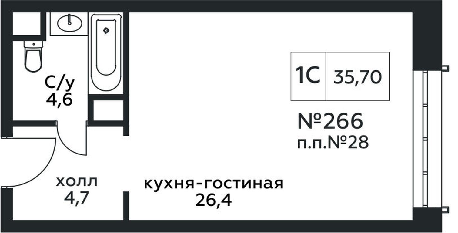 Apartment Sale, 35.7平方米 at Stremyannyj 2, Stremyanniy Lane, 2, Moscow, Russia #1