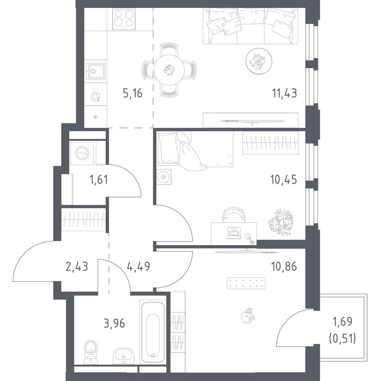 1-BD Apartment Sale, 50.9 sq. m. at Kosmicheskiy kvartal, M.K. Tikhonravova Street, Yubileyniy Microdistrict, Korolyov, Moscow Region, Russia #2 1-BD Apartment Sale, 50.9 sq. m. at Kosmicheskiy kvartal, M.K. Tikhonravova Street, Yubileyniy Microdistrict, Korolyov, Moscow Region, Russia #2