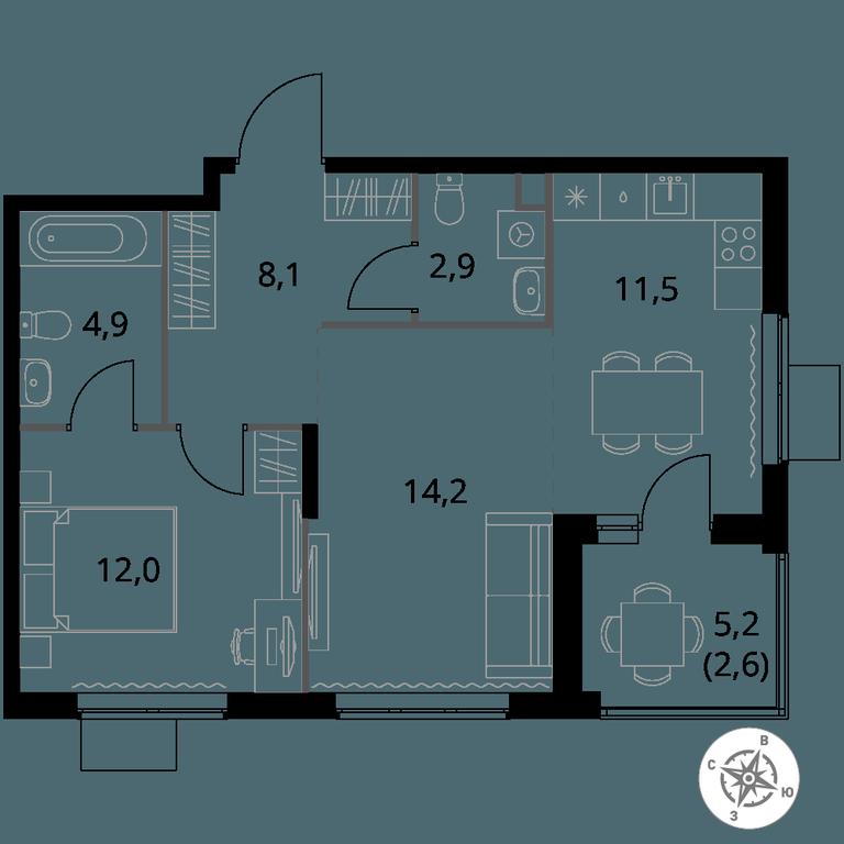 2-BD Apartment Sale, 56.2 sq. m. at 1 Izmajlovskij, Montazhnaya Street, 8с13, Moscow, Russia #1