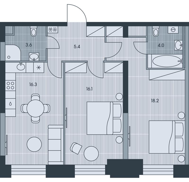 2-BD Apartment Sale, 63.6 sq. m. at Ever, Obrucheva Street, вл23, Moscow, Russia #1 2-BD Apartment Sale, 63.6 sq. m. at Ever, Obrucheva Street, вл23, Moscow, Russia #1