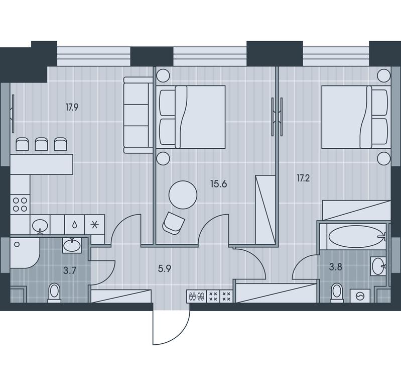 2-BD Apartment Sale, 64.1平方米 at Ever, Obrucheva Street, вл23, Moscow, Russia #1