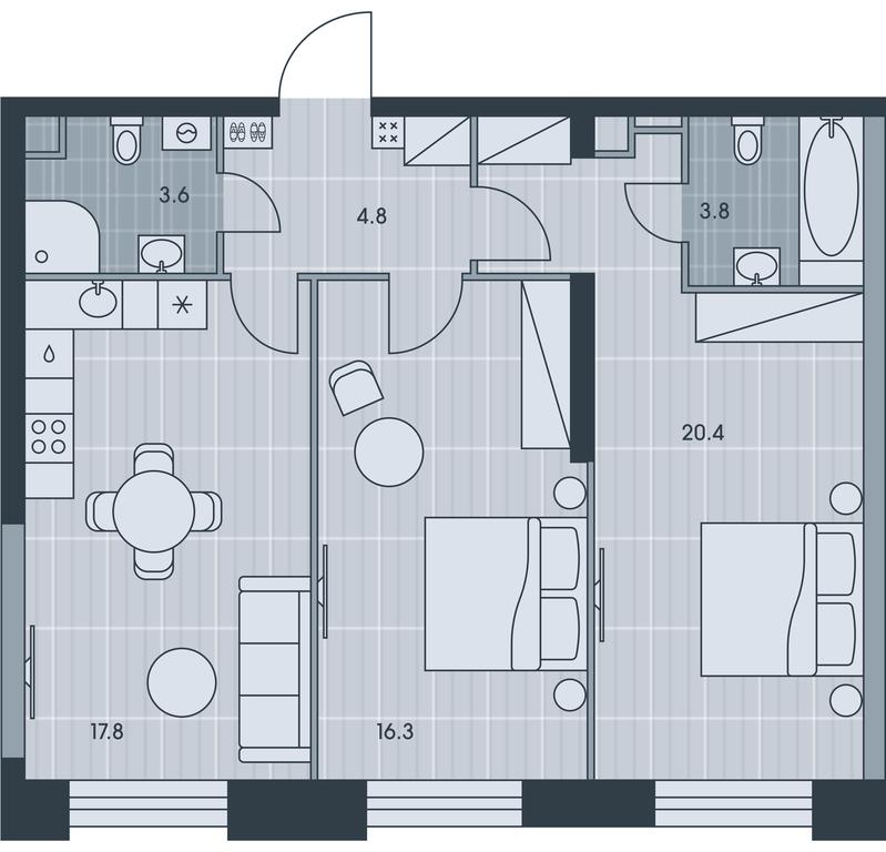 2-BD Apartment Sale, 66.7 sq. m. at Ever, Obrucheva Street, вл23, Moscow, Russia #1