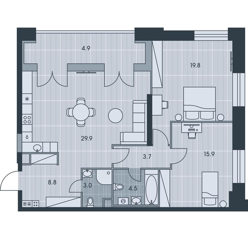 2-BD Apartment Sale, 90.5 sq. m. at Ever, Obrucheva Street, вл23, Moscow, Russia #1 2-BD Apartment Sale, 90.5 sq. m. at Ever, Obrucheva Street, вл23, Moscow, Russia #1