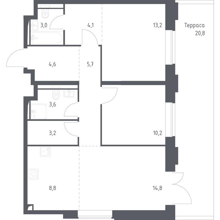 1-BD Apartment Sale, 77.71 sq. m. at Vereiskaya 41, Vereyskaya Street, 41, Moscow, Russia #1