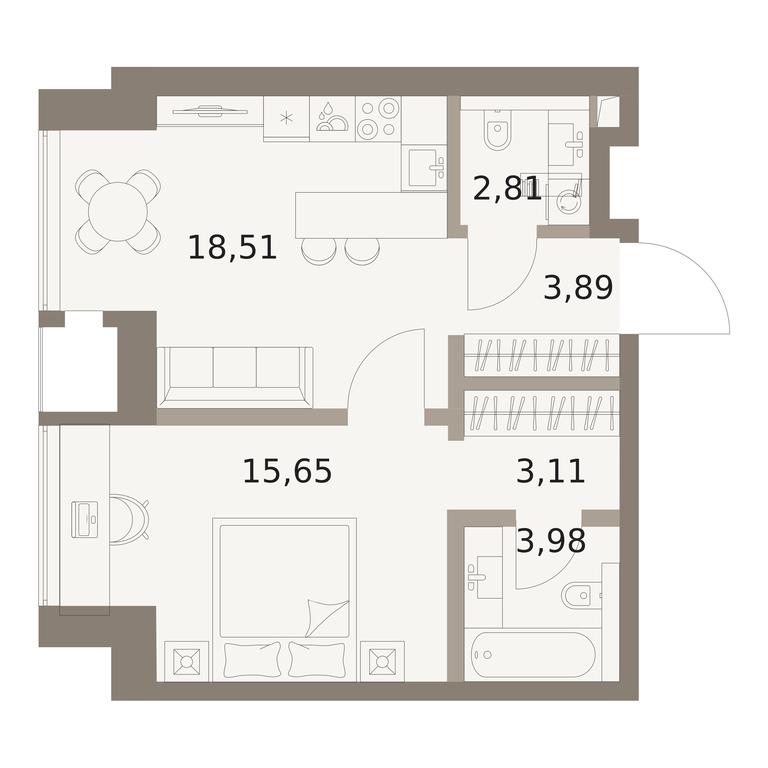 1-BD Apartment Sale, 47.95平方米 at The Five, 5th Donskoy Drive, вл21к6, Moscow, Russia #2 1-BD Apartment Sale, 47.95平方米 at The Five, 5th Donskoy Drive, вл21к6, Moscow, Russia #2