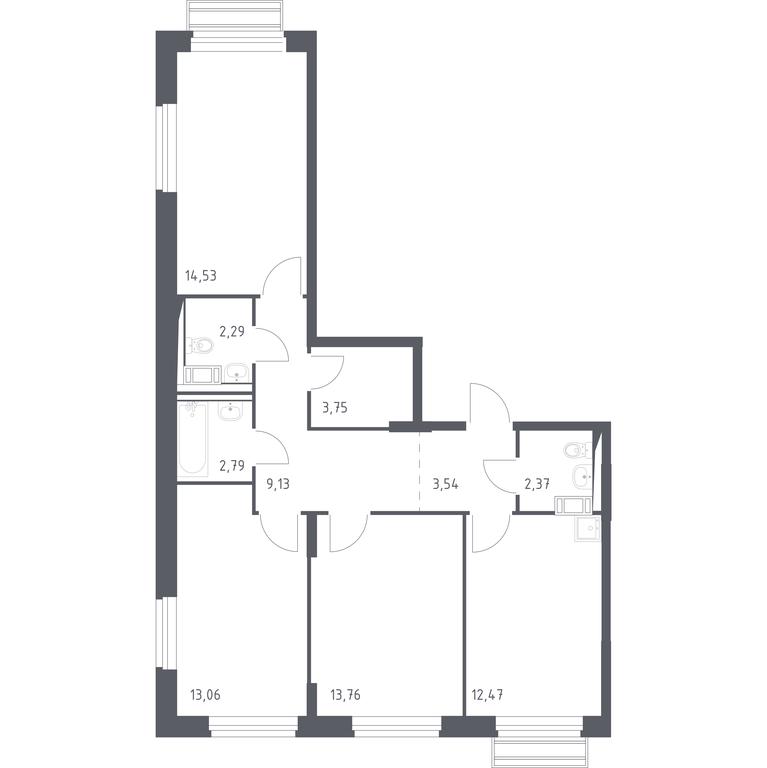 2-BD Apartment Sale, 77.69 sq. m. at Rublevskiy Kvartal, Laykovo Green Quarter, zhiloy kompleks Gorod-sobytiye Laykovo, selo Laykovo, Odintsovskiy City District, Moscow Region, Russia #1