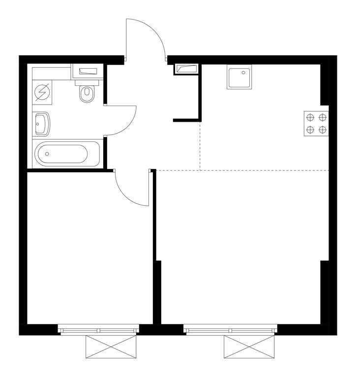 1-BD Apartment Sale, 42.2 sq. m. at Belaya Dacha Park, mikrorayon Parkovy, 1, Kotelniki, Moscow Region, Russia #1