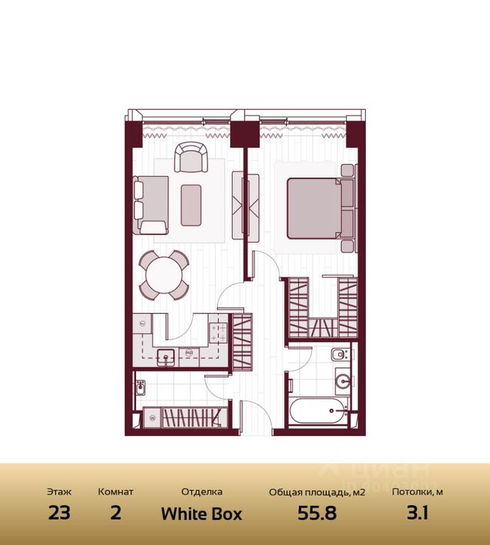 1-BD Apartment Sale, 56.4 sq. m. at Prime Park, Leningradskiy Avenue, 37, Moscow, Russia #1