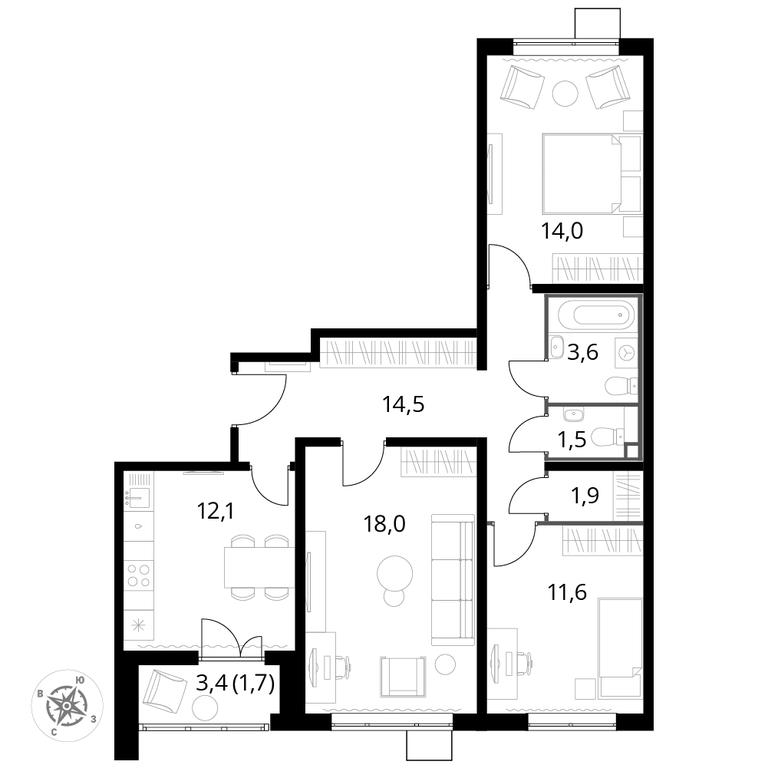 3-BD Apartment Sale, 78.7平方米 at Pervyi Lermontovskiy, zhiloy kompleks 1-y Lermontovskiy, Lyubertsy, Moscow Region, Russia #1 3-BD Apartment Sale, 78.7平方米 at Pervyi Lermontovskiy, zhiloy kompleks 1-y Lermontovskiy, Lyubertsy, Moscow Region, Russia #1
