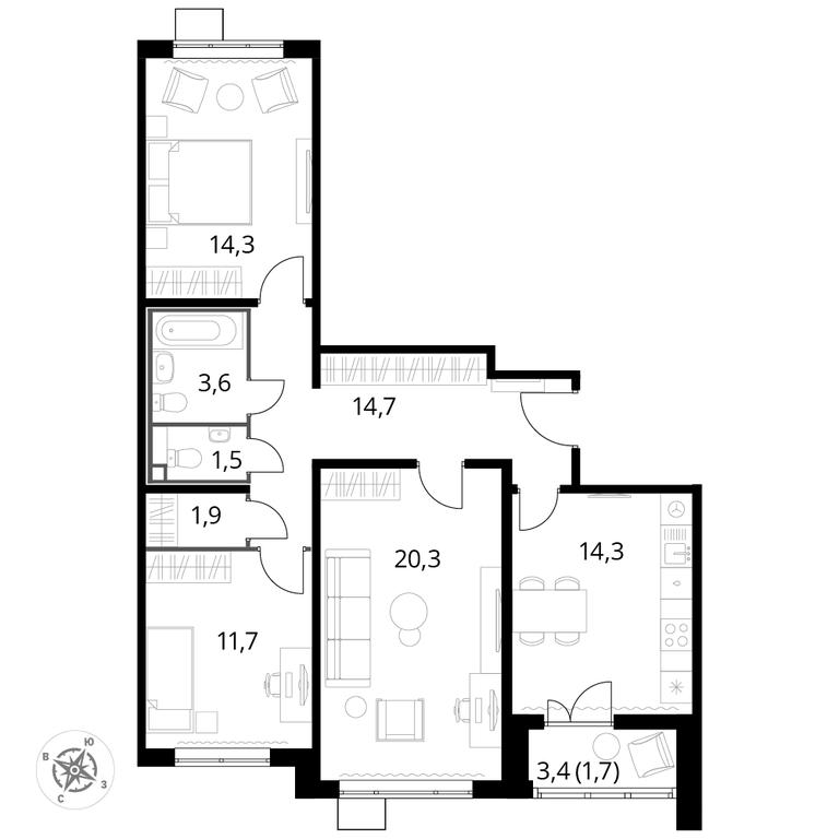 3-BD Apartment Sale, 83.8平方米 at Pervyi Lermontovskiy, zhiloy kompleks 1-y Lermontovskiy, Lyubertsy, Moscow Region, Russia #1 3-BD Apartment Sale, 83.8平方米 at Pervyi Lermontovskiy, zhiloy kompleks 1-y Lermontovskiy, Lyubertsy, Moscow Region, Russia #1