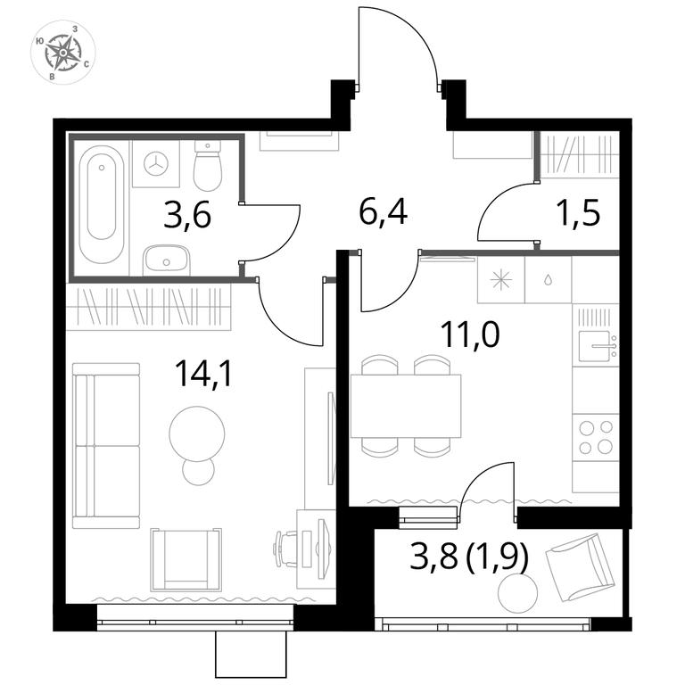 1-BD Apartment Sale, 38.2平方米 at Pervyi Lermontovskiy, zhiloy kompleks 1-y Lermontovskiy, Lyubertsy, Moscow Region, Russia #1 1-BD Apartment Sale, 38.2平方米 at Pervyi Lermontovskiy, zhiloy kompleks 1-y Lermontovskiy, Lyubertsy, Moscow Region, Russia #1