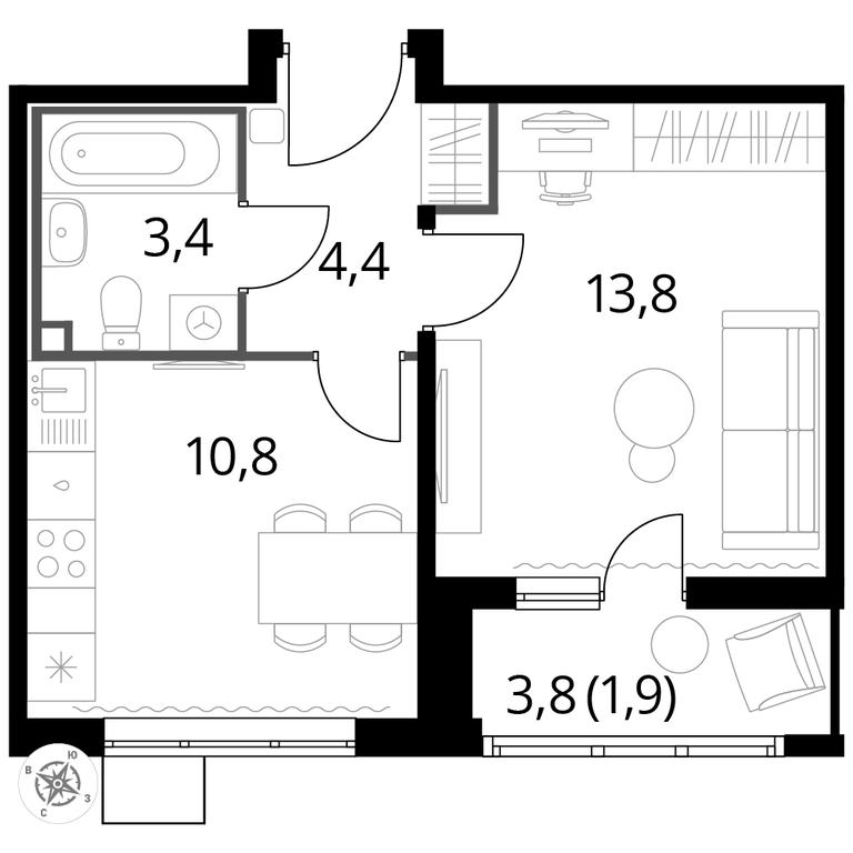 1-BD Apartment Sale, 34.3 sq. m. at Pervyi Lermontovskiy, zhiloy kompleks 1-y Lermontovskiy, Lyubertsy, Moscow Region, Russia #1