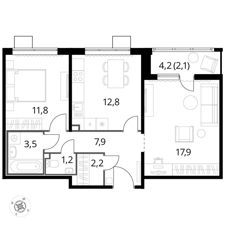 2-BD Apartment Sale, 59.5平方米 at Pervyi Lermontovskiy, zhiloy kompleks 1-y Lermontovskiy, Lyubertsy, Moscow Region, Russia #1 2-BD Apartment Sale, 59.5平方米 at Pervyi Lermontovskiy, zhiloy kompleks 1-y Lermontovskiy, Lyubertsy, Moscow Region, Russia #1