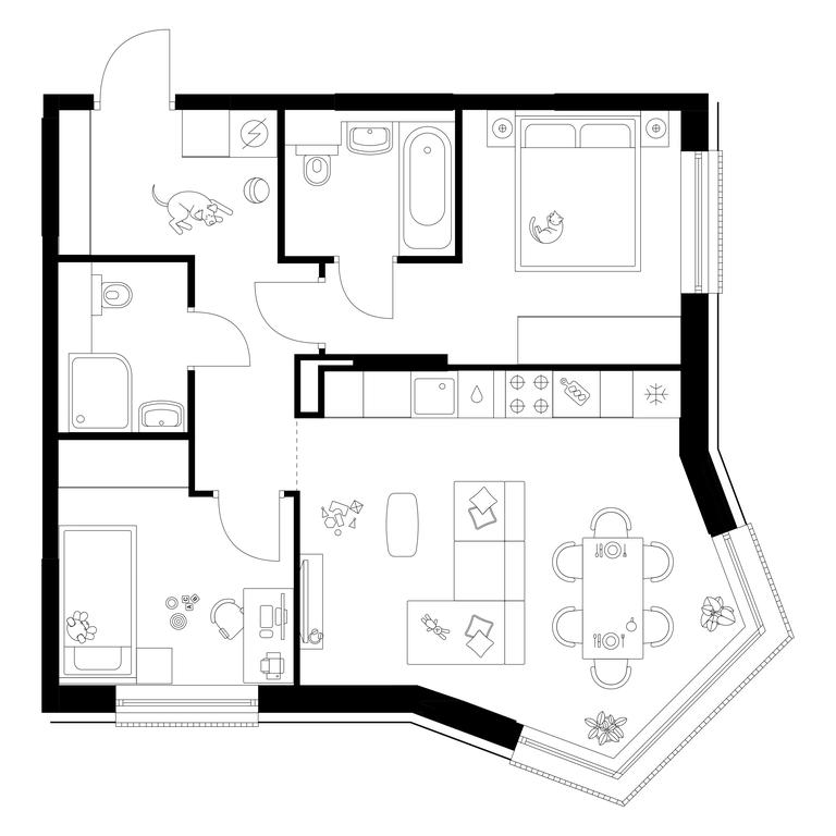 2-BD Apartment Sale, 56.3 sq. m. at Moskvoreche, Kotlyakovskaya Street, Moscow, Russia #1