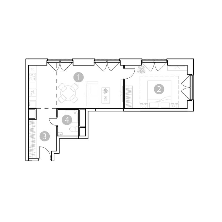 1-BD Apartment Sale, 51.87 sq. m. at EvoPark Sokolniki, Poteshnaya Street, Moscow, Russia #2