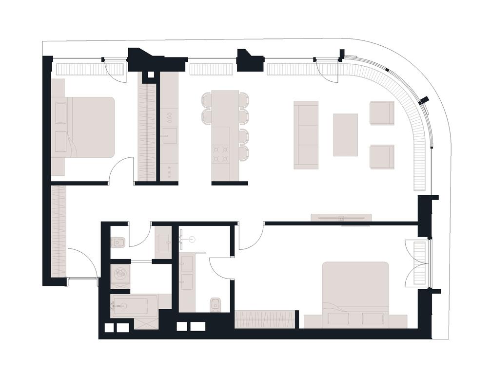 2-BD Apartment Sale, 102.4平方米 at Victory Park Residences, Bratyev Fonchenko Street, вл3, Moscow, Russia #2