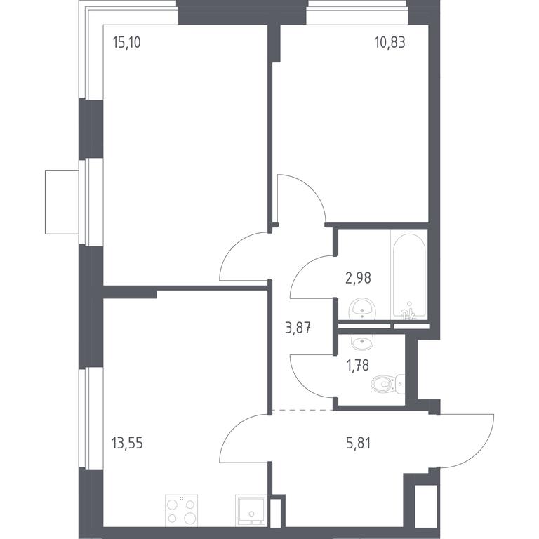1-BD Apartment Sale, 53.92平方米 at Bogdanovskiy Les, derevnya Bogdanikha, Leninskiy City District, Moscow Region, Russia #1 1-BD Apartment Sale, 53.92平方米 at Bogdanovskiy Les, derevnya Bogdanikha, Leninskiy City District, Moscow Region, Russia #1