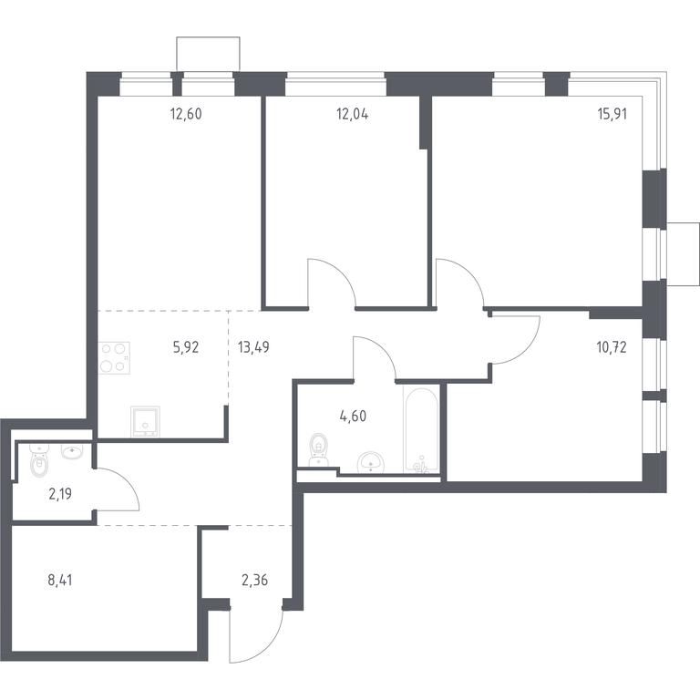 2-BD Apartment Sale, 88.24 sq. m. at Bogdanovskiy Les, derevnya Bogdanikha, Leninskiy City District, Moscow Region, Russia #1 2-BD Apartment Sale, 88.24 sq. m. at Bogdanovskiy Les, derevnya Bogdanikha, Leninskiy City District, Moscow Region, Russia #1