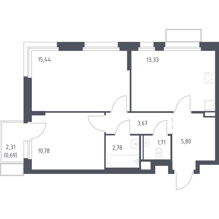 1-BD Apartment Sale, 54.2 sq. m. at Kvartal Marino, kvartal № 175, 1с1, Filimonkovskoye Municipal Formation, Moscow, Russia #1 1-BD Apartment Sale, 54.2 sq. m. at Kvartal Marino, kvartal № 175, 1с1, Filimonkovskoye Municipal Formation, Moscow, Russia #1