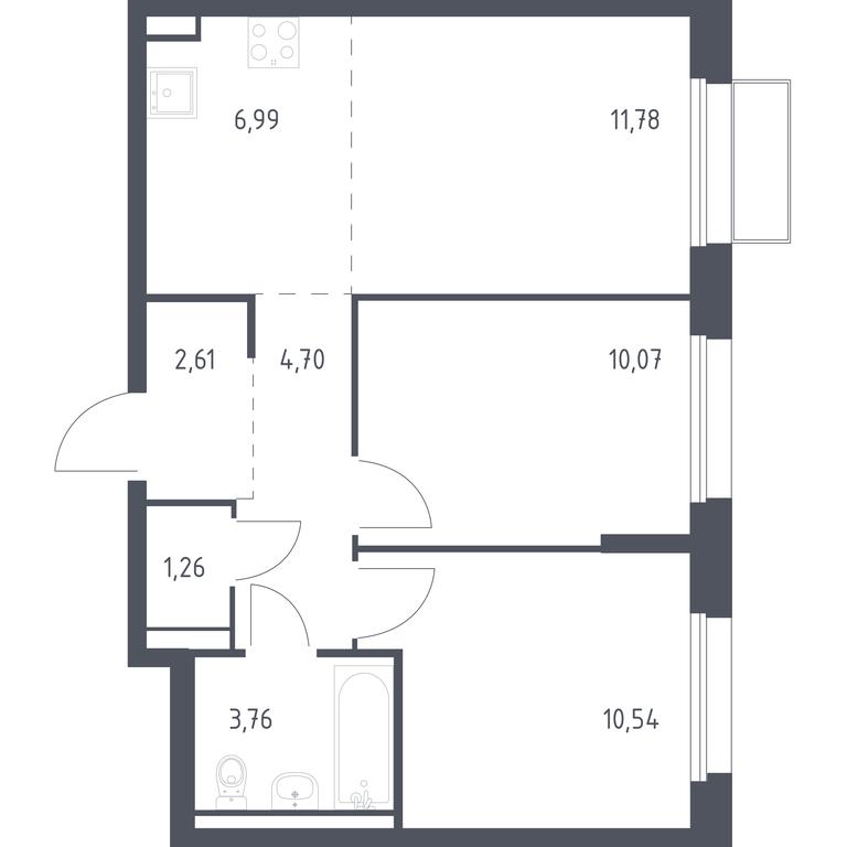 1-BD Apartment Sale, 51.71 sq. m. at Kvartal Marino, kvartal № 175, 1с1, Filimonkovskoye Municipal Formation, Moscow, Russia #1 1-BD Apartment Sale, 51.71 sq. m. at Kvartal Marino, kvartal № 175, 1с1, Filimonkovskoye Municipal Formation, Moscow, Russia #1