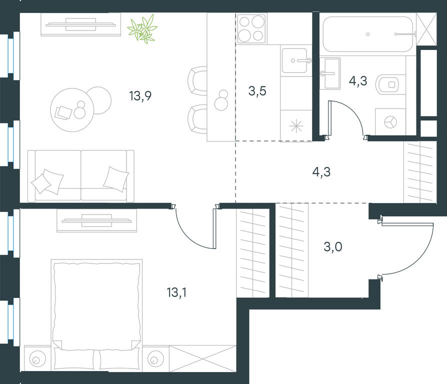 1-BD Apartment Sale, 42.1平方米 at Level Nizhegorodskaja, Perovskoye Highway, 21с1, Moscow, Russia #1 1-BD Apartment Sale, 42.1平方米 at Level Nizhegorodskaja, Perovskoye Highway, 21с1, Moscow, Russia #1