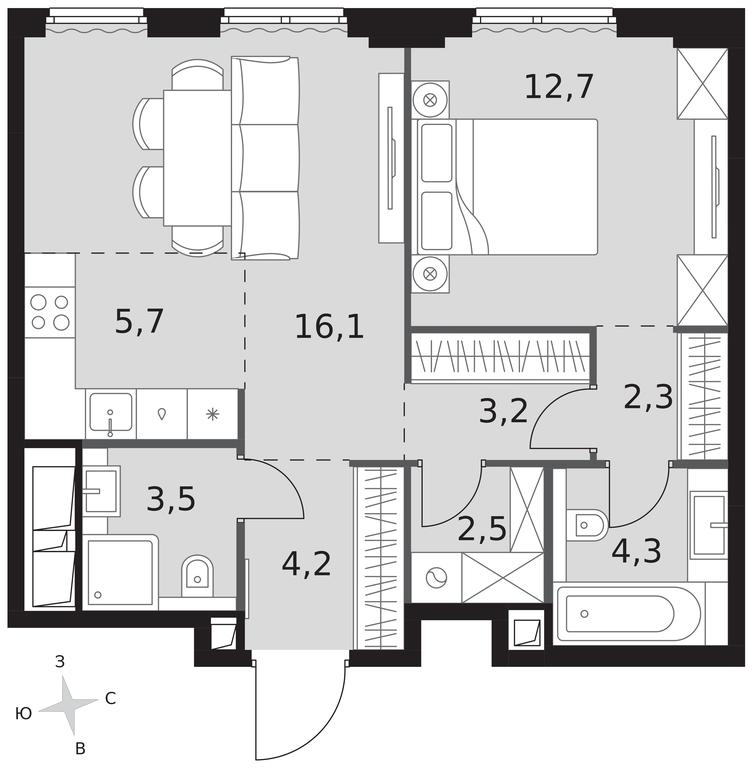 2-BD Apartment Sale, 54.5平方米 at Sydney City, Shenogina Street, 2, Moscow, Russia #1 2-BD Apartment Sale, 54.5平方米 at Sydney City, Shenogina Street, 2, Moscow, Russia #1