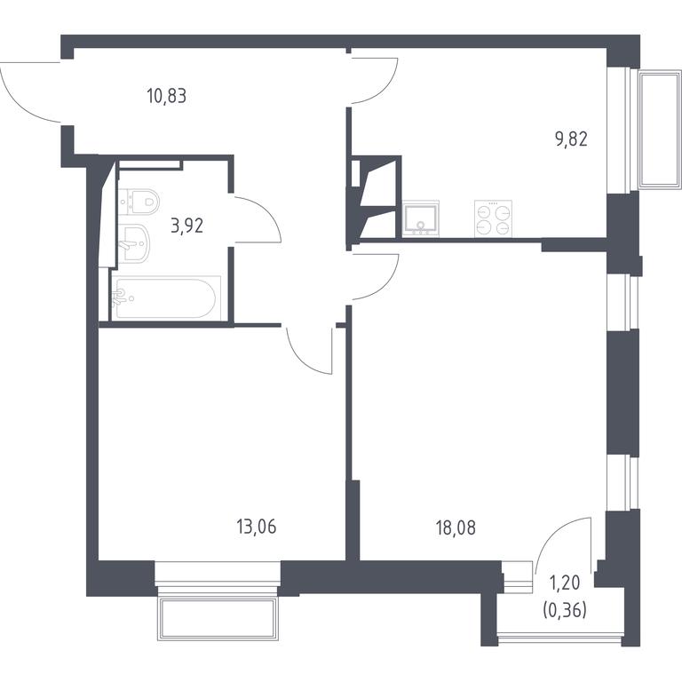 1-BD Apartment Sale, 56.07 sq. m. at Dolina Yauzy, Trudovaya Street, 23, Mytischi, Moscow Region, Russia #1 1-BD Apartment Sale, 56.07 sq. m. at Dolina Yauzy, Trudovaya Street, 23, Mytischi, Moscow Region, Russia #1