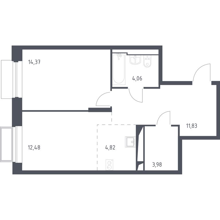 Apartment Sale, 51.54平方米 at Dolina Yauzy, Trudovaya Street, 23, Mytischi, Moscow Region, Russia #1 Apartment Sale, 51.54平方米 at Dolina Yauzy, Trudovaya Street, 23, Mytischi, Moscow Region, Russia #1