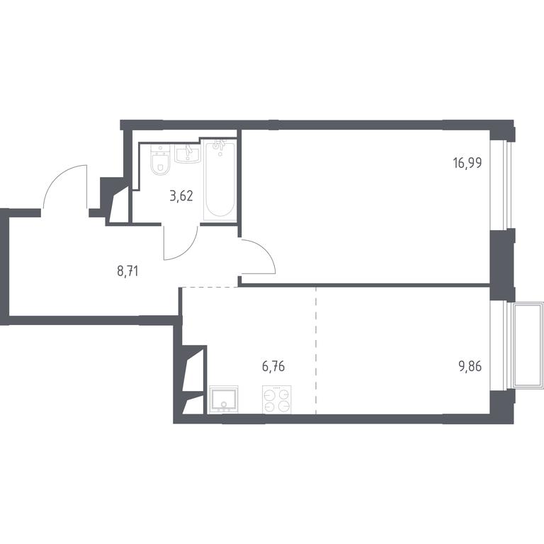 1-BD Apartment Sale, 45.94 sq. m. at Dolina Yauzy, Trudovaya Street, 23, Mytischi, Moscow Region, Russia #1