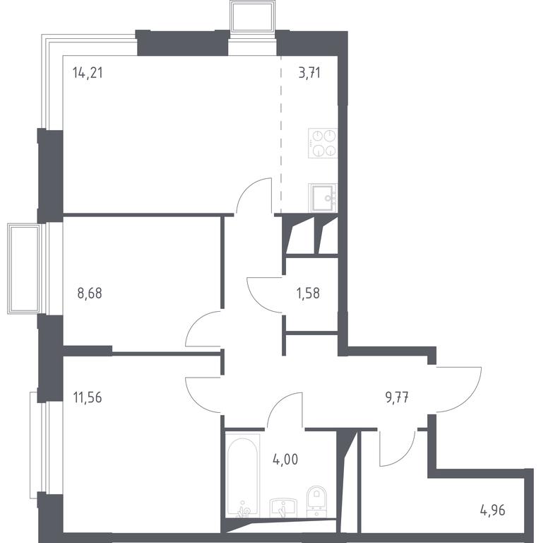 1-BD Apartment Sale, 58.47 sq. m. at Dolina Yauzy, Trudovaya Street, 23, Mytischi, Moscow Region, Russia #1 1-BD Apartment Sale, 58.47 sq. m. at Dolina Yauzy, Trudovaya Street, 23, Mytischi, Moscow Region, Russia #1