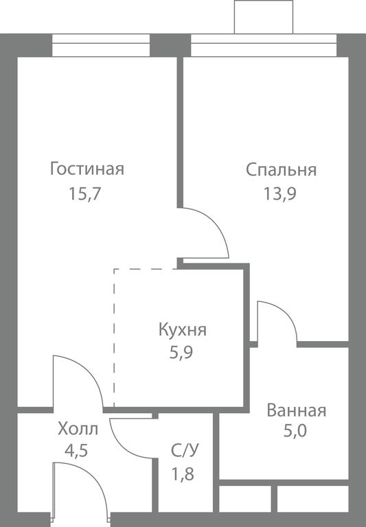 2-BD Apartment Sale, 46.8平方米 at Stellar City, Skolkovskoye Highway, 1, Moscow, Russia #1