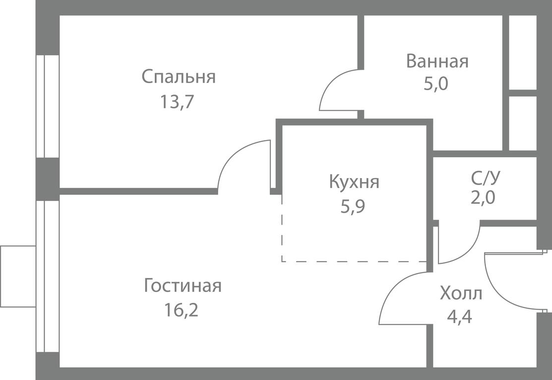 2-BD Apartment Sale, 47.2平方米 at Stellar City, Skolkovskoye Highway, 1, Moscow, Russia #1