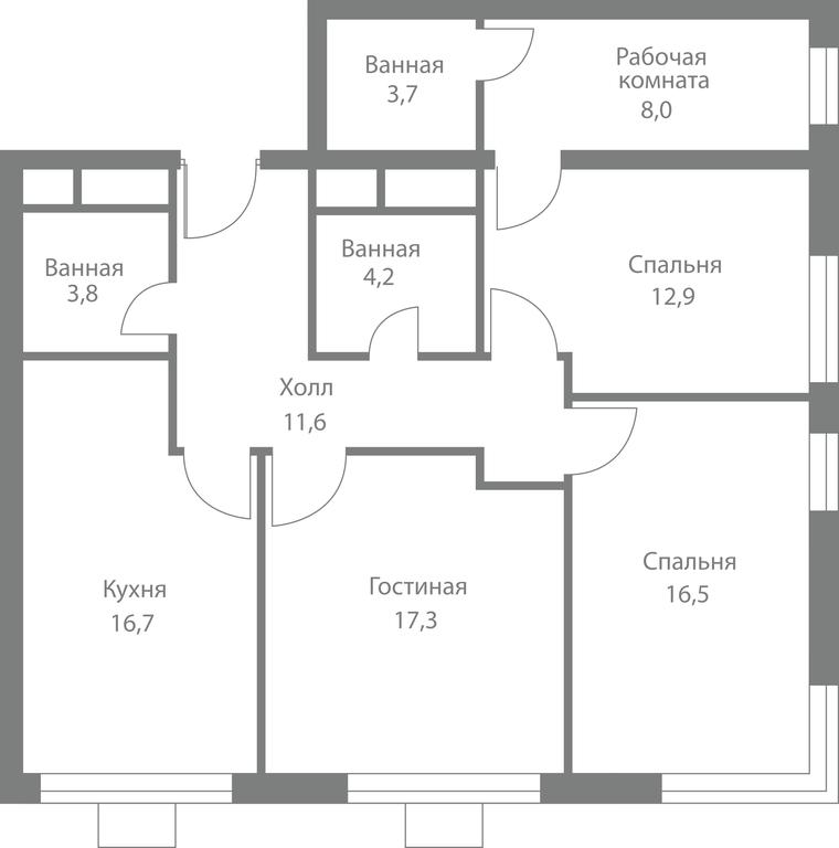 3-BD Apartment Sale, 94.7 sq. m. at Stellar City, Skolkovskoye Highway, 1, Moscow, Russia #1
