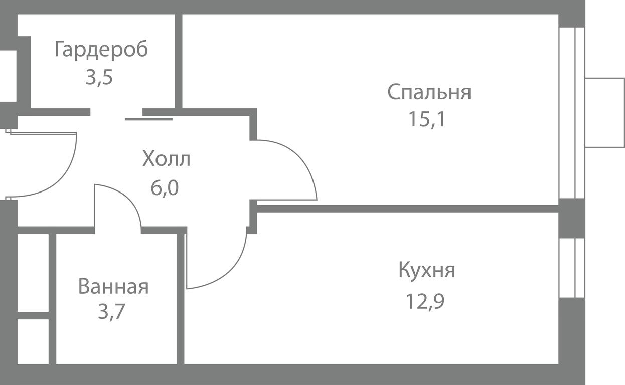 1-BD Apartment Sale, 41.2平方米 at Stellar City, Skolkovskoye Highway, 1, Moscow, Russia #1