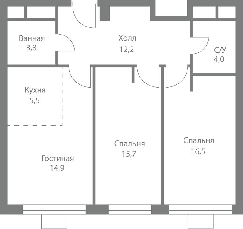 3-BD Apartment Sale, 72.6平方米 at Stellar City, Skolkovskoye Highway, 1, Moscow, Russia #1