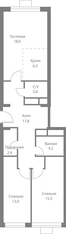 3-BD Apartment Sale, 80.3 sq. m. at Stellar City, Skolkovskoye Highway, 1, Moscow, Russia #1