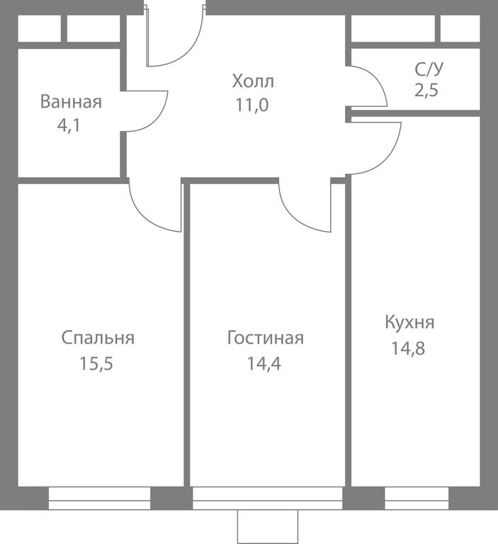 2-BD Apartment Sale, 62.3 sq. m. at Stellar City, Skolkovskoye Highway, 1, Moscow, Russia #1