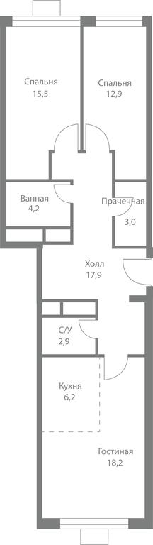 3-BD Apartment Sale, 80.8平方米 at Stellar City, Skolkovskoye Highway, 1, Moscow, Russia #1