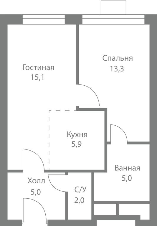 2-BD Apartment Sale, 46.3平方米 at Stellar City, Skolkovskoye Highway, 1, Moscow, Russia #1