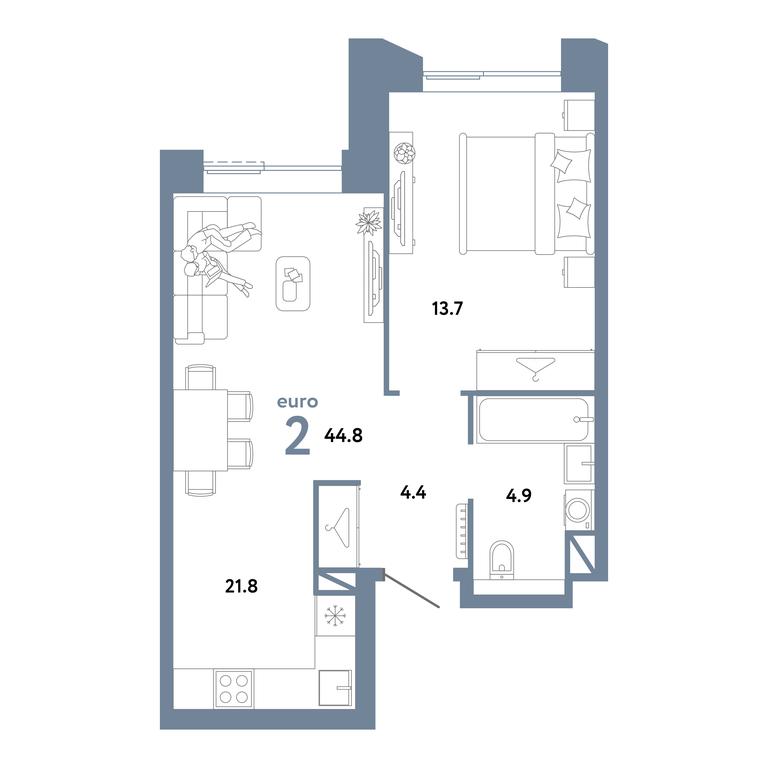 1-BD Apartment Sale, 44.8平方米 at Strana.Zarechnaja, Ilovayskaya Street, Moscow, Russia #1 1-BD Apartment Sale, 44.8平方米 at Strana.Zarechnaja, Ilovayskaya Street, Moscow, Russia #1