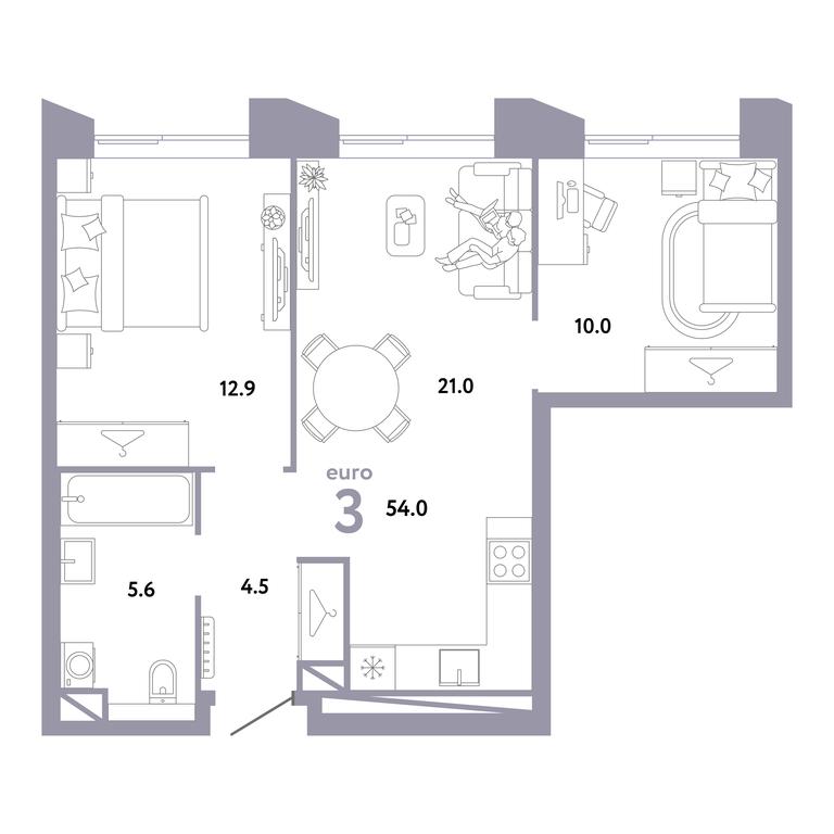 2-BD Apartment Sale, 54 sq. m. at Strana.Zarechnaja, Ilovayskaya Street, Moscow, Russia #1 2-BD Apartment Sale, 54 sq. m. at Strana.Zarechnaja, Ilovayskaya Street, Moscow, Russia #1