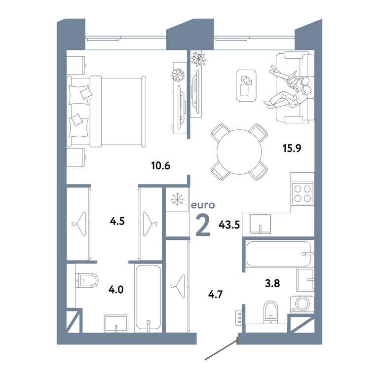 1-BD Apartment Sale, 43.5平方米 at Strana.Zarechnaja, Ilovayskaya Street, Moscow, Russia #1 1-BD Apartment Sale, 43.5平方米 at Strana.Zarechnaja, Ilovayskaya Street, Moscow, Russia #1