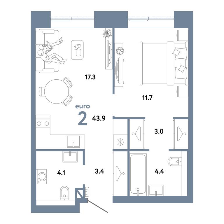 1-BD Apartment Sale, 43.9 sq. m. at Strana.Zarechnaja, Ilovayskaya Street, Moscow, Russia #1 1-BD Apartment Sale, 43.9 sq. m. at Strana.Zarechnaja, Ilovayskaya Street, Moscow, Russia #1