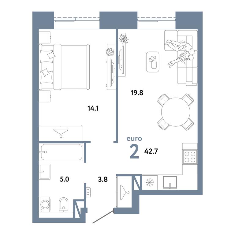 1-BD Apartment Sale, 42.7平方米 at Strana.Zarechnaja, Ilovayskaya Street, Moscow, Russia #1 1-BD Apartment Sale, 42.7平方米 at Strana.Zarechnaja, Ilovayskaya Street, Moscow, Russia #1