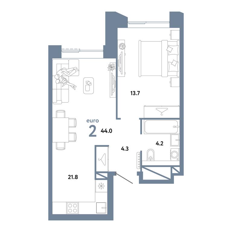 1-BD Apartment Sale, 44 sq. m. at Strana.Zarechnaja, Ilovayskaya Street, Moscow, Russia #2 1-BD Apartment Sale, 44 sq. m. at Strana.Zarechnaja, Ilovayskaya Street, Moscow, Russia #2