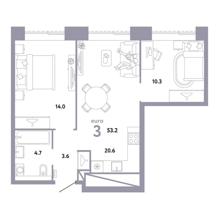 2-BD Apartment Sale, 53.2 sq. m. at Strana.Zarechnaja, Ilovayskaya Street, Moscow, Russia #1 2-BD Apartment Sale, 53.2 sq. m. at Strana.Zarechnaja, Ilovayskaya Street, Moscow, Russia #1