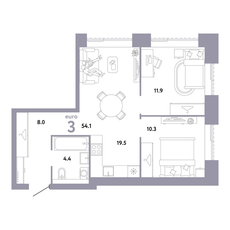2-BD Apartment Sale, 54.1平方米 at Strana.Zarechnaja, Ilovayskaya Street, Moscow, Russia #1 2-BD Apartment Sale, 54.1平方米 at Strana.Zarechnaja, Ilovayskaya Street, Moscow, Russia #1