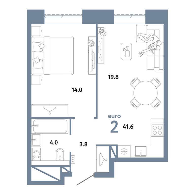 1-BD Apartment Sale, 41.6 sq. m. at Strana.Zarechnaja, Ilovayskaya Street, Moscow, Russia #2